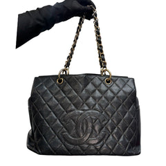 CHANEL Black Caviar Leather Grand Shopping Tote Chanel
