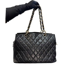 CHANEL Black Caviar Leather Grand Shopping Tote Chanel