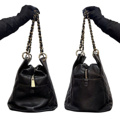 CHANEL Black Caviar Leather Grand Shopping Tote Chanel