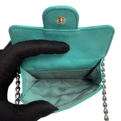 CHANEL Teal Caviar Leather GHW Compact Wallet Chanel
