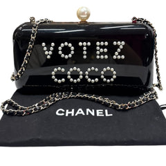 Ultra Rare CHANEL VOTEZ COCO Pearl Plexiglass Minaudiere Clutch Chanel