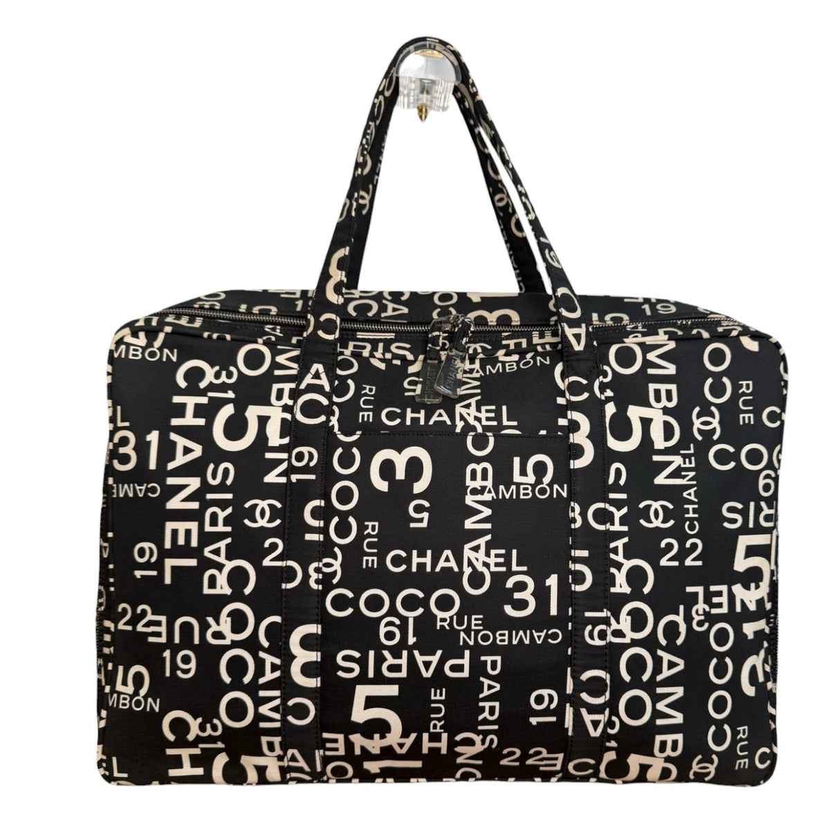 CHANEL Black/White Canvas 31 Rue Cambon Luggage Bag Chanel