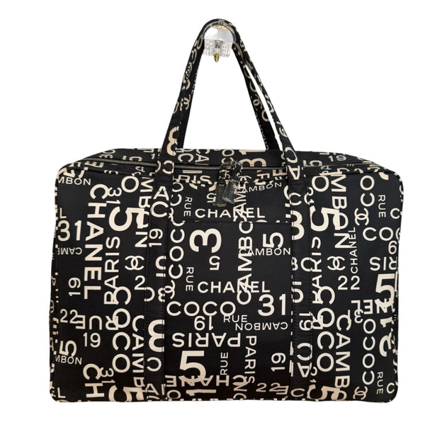 CHANEL Black/White Canvas 31 Rue Cambon Luggage Bag Chanel