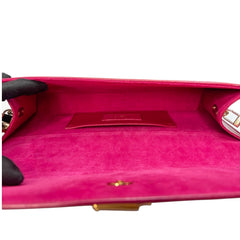 SAINT LAURENT Red Grained Glazed Leather Kate Clutch with Crossbody Chain Saint Laurent