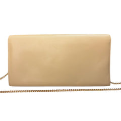 SAINT LAURENT Beige Calfskin Leather Kate Clutch with Chain Saint Laurent