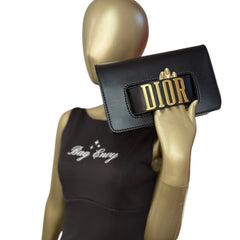 CHRISTIAN DIOR Black Smooth Calfskin DioRevolution  Clutch Dior