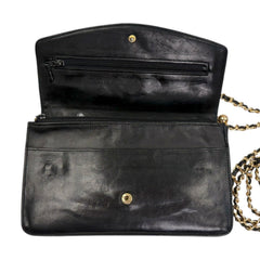 CHANEL Black Lambskin GHW Timeless Clutch with added chain Chanel