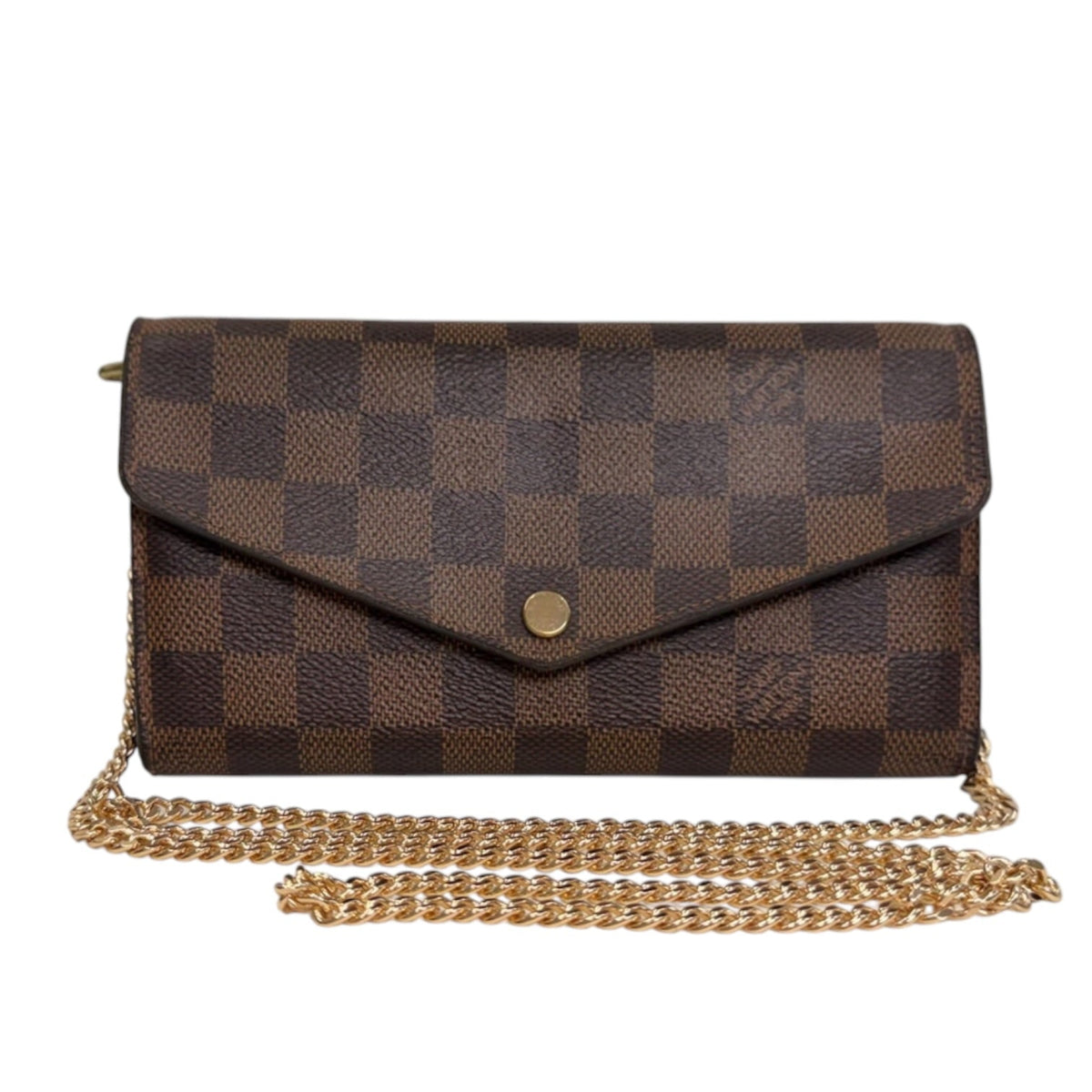 LOUIS VUITTON Damier Ebene Sarah Wallet with Chain Louis Vuitton