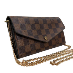 LOUIS VUITTON Damier Ebene Sarah Wallet with Chain Louis Vuitton