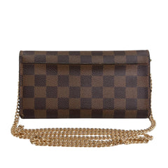LOUIS VUITTON Damier Ebene Sarah Wallet with Chain Louis Vuitton