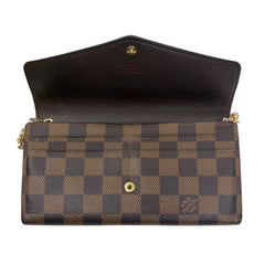 LOUIS VUITTON Damier Ebene Sarah Wallet with Chain Louis Vuitton