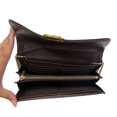 LOUIS VUITTON Damier Ebene Coated Canvas Sistina Wallet with Added Chain Louis Vuitton