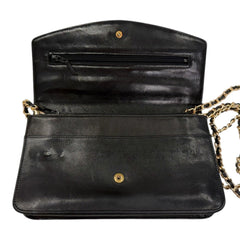 CHANEL Black Lambskin GHW Timeless Clutch with added chain Chanel