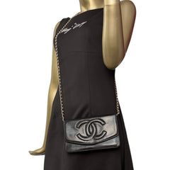 CHANEL Black Lambskin GHW Timeless Clutch with added chain Chanel