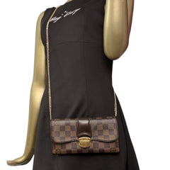 LOUIS VUITTON Damier Ebene Coated Canvas Sistina Wallet with Added Chain Louis Vuitton