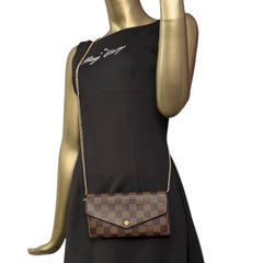 LOUIS VUITTON Damier Ebene Sarah Wallet with Chain Louis Vuitton