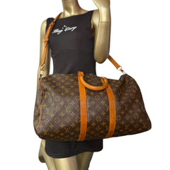 LOUIS VUITTON Monogram Bandouliere Keepall 45 with Strap Louis Vuitton