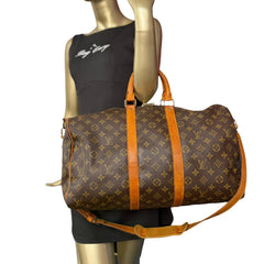 LOUIS VUITTON Monogram Bandouliere Keepall 45 with Strap Louis Vuitton