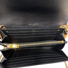 SAINT LAURENT Black Leather Mary Kate YSL Clutch with Chain/Tassel Saint Laurent