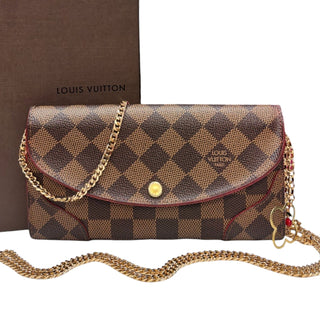 LOUIS VUITTON Damier Ebene Caissa Emile Wallet with Chain/Charm Louis Vuitton
