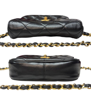 CHANEL Black Lambskin Small Matelasse Chain Shoulder Bag Chanel