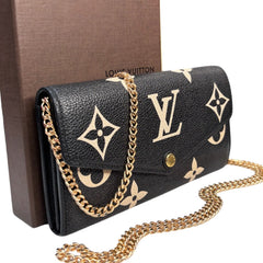 LOUIS VUITTON Leather Giant Empreinte Monogram Sarah Wallet with Chain Louis Vuitton