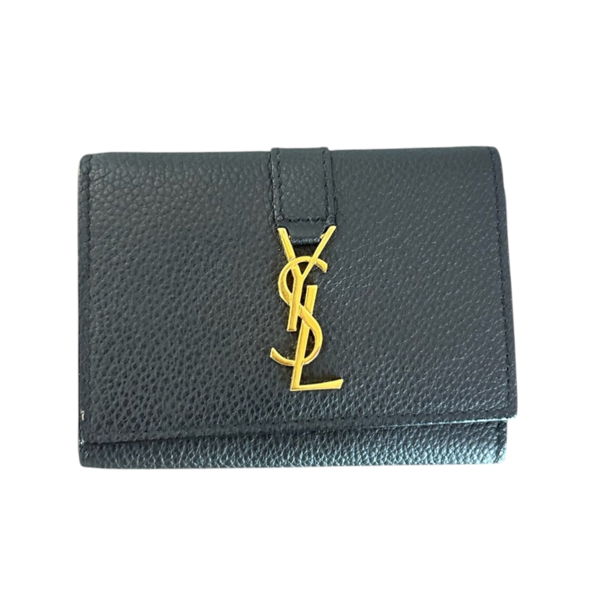 SAINT LAURENT Black Leather YSL 6 Key Holder & Card Case Saint Laurent