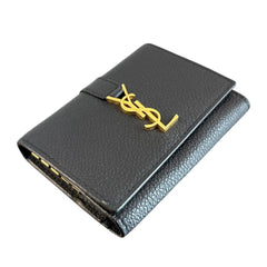 SAINT LAURENT Black Leather YSL 6 Key Holder & Card Case Saint Laurent