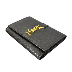 SAINT LAURENT Black Leather YSL 6 Key Holder & Card Case Saint Laurent
