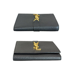 SAINT LAURENT Black Leather YSL 6 Key Holder & Card Case Saint Laurent