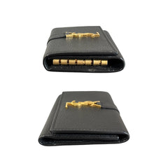 SAINT LAURENT Black Leather YSL 6 Key Holder & Card Case Saint Laurent