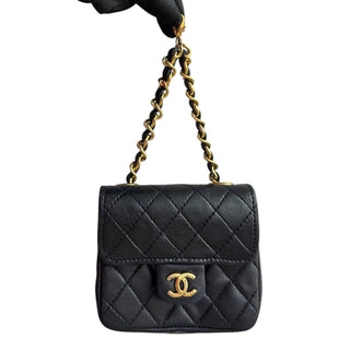 CHANEL Black Lambskin Micro Classic Flap Belt Bag Chanel