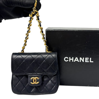 CHANEL Black Lambskin Micro Classic Flap Belt Bag Chanel
