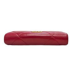 CHANEL 19 Red Goatskin Large Quilt Long Flap Wallet Chanel