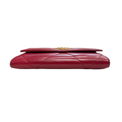 CHANEL 19 Red Goatskin Large Quilt Long Flap Wallet Chanel