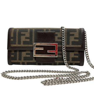 FENDI Zucca Canvas Continental Wallet with added Chain Fendi