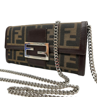FENDI Zucca Canvas Continental Wallet with added Chain Fendi