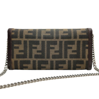 FENDI Zucca Canvas Continental Wallet with added Chain Fendi