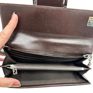 FENDI Zucca Canvas Continental Wallet with added Chain Fendi