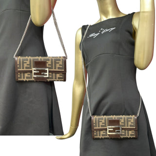 FENDI Zucca Canvas Continental Wallet with added Chain Fendi