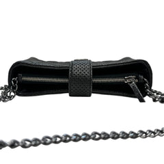 CHANEL Metallic Black Perforated Calfskin Leather Wallet with Ruthenium Hardware Chanel