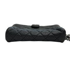 CHANEL Metallic Black Perforated Calfskin Leather Wallet with Ruthenium Hardware Chanel
