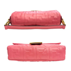 FENDI Pink Nappa Lambskin FF 1974 Embossed Baguette Fendi