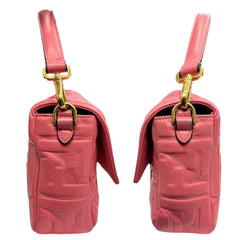 FENDI Pink Nappa Lambskin FF 1974 Embossed Baguette Fendi