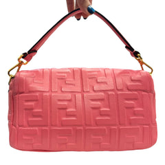 FENDI Pink Nappa Lambskin FF 1974 Embossed Baguette Fendi