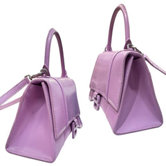 BALENCIAGA Lilac Shiny Box Calfskin Small Hourglass Top Handle Bag Gucci