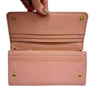 PRADA Pink Saffiano Leather Wallet with Chain Prada