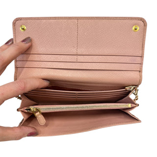 PRADA Pink Saffiano Leather Wallet with Chain Prada
