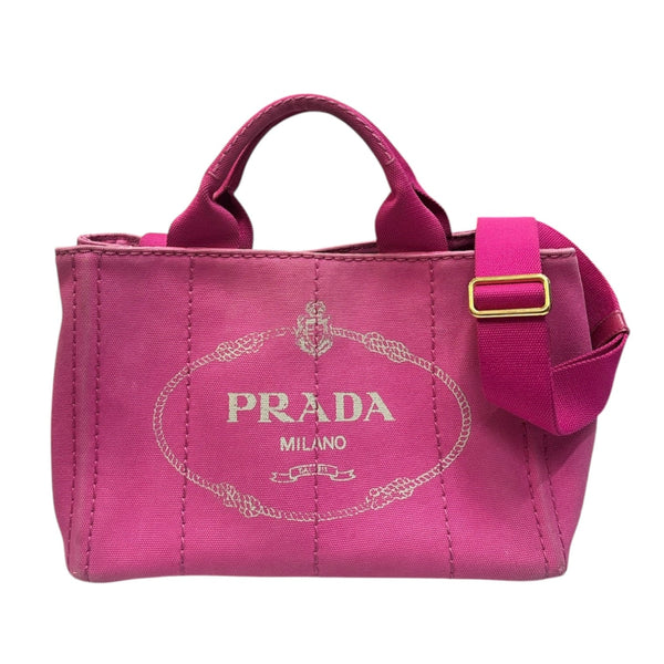 PRADA Pink Denim Canapa Tote Bag with Crossbody Strap Prada