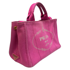 PRADA Pink Denim Canapa Tote Bag with Crossbody Strap Prada